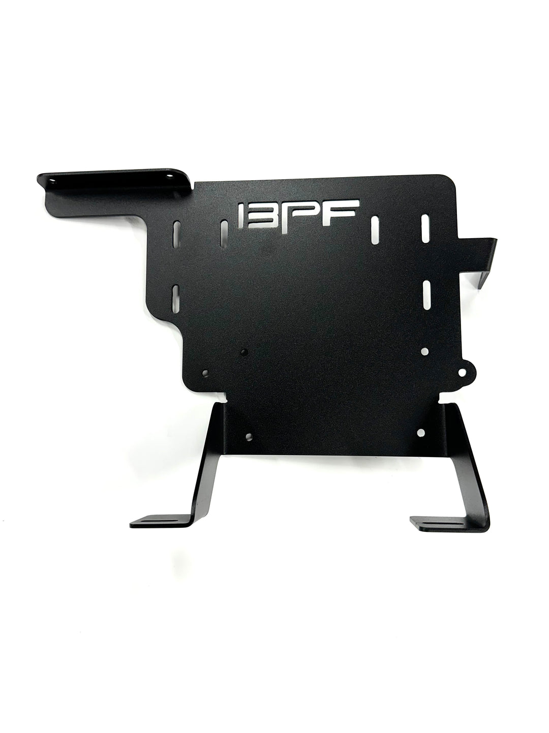 Black powder-coated steel BPF 2025+ 4runner twin compressor mount with precision cutouts and bolt-on design for secure installation in off-road vehicle setups.