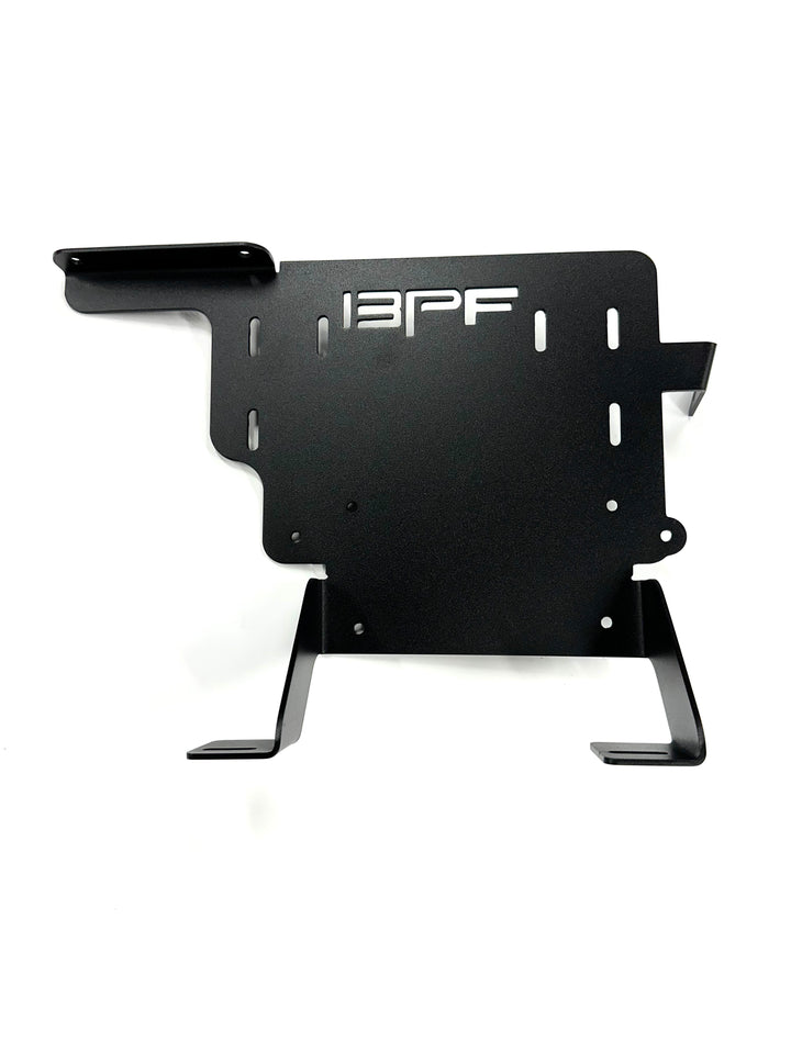 Black powder-coated steel BPF 2025+ 4runner twin compressor mount with precision cutouts and bolt-on design for secure installation in off-road vehicle setups.