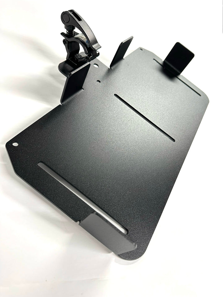 BPF Universal Pelican Vault V800 and V730 Case Mounting brackets in black powder-coated finish with adjustable clamp and mounting slots for secure and versatile installation.