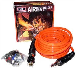 ARB Pump Up Kit (Use With ARB Air Compressor) featuring an orange coiled hose with connectors and accessories for off-road tire inflation and overlanding gear maintenance.
