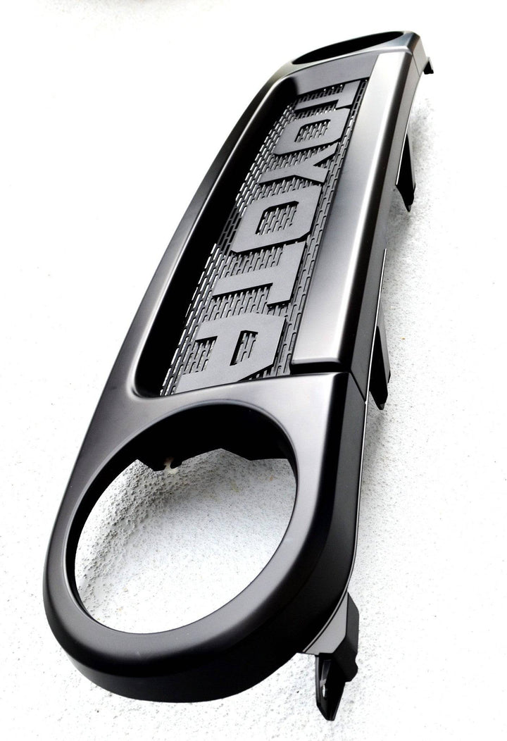 BPF Completed 2007-2014 FJ Cruiser Grill in matte black finish featuring bold "BPF" lettering with a distinctive mesh pattern designed for durable, stylish vehicle front-end customization.