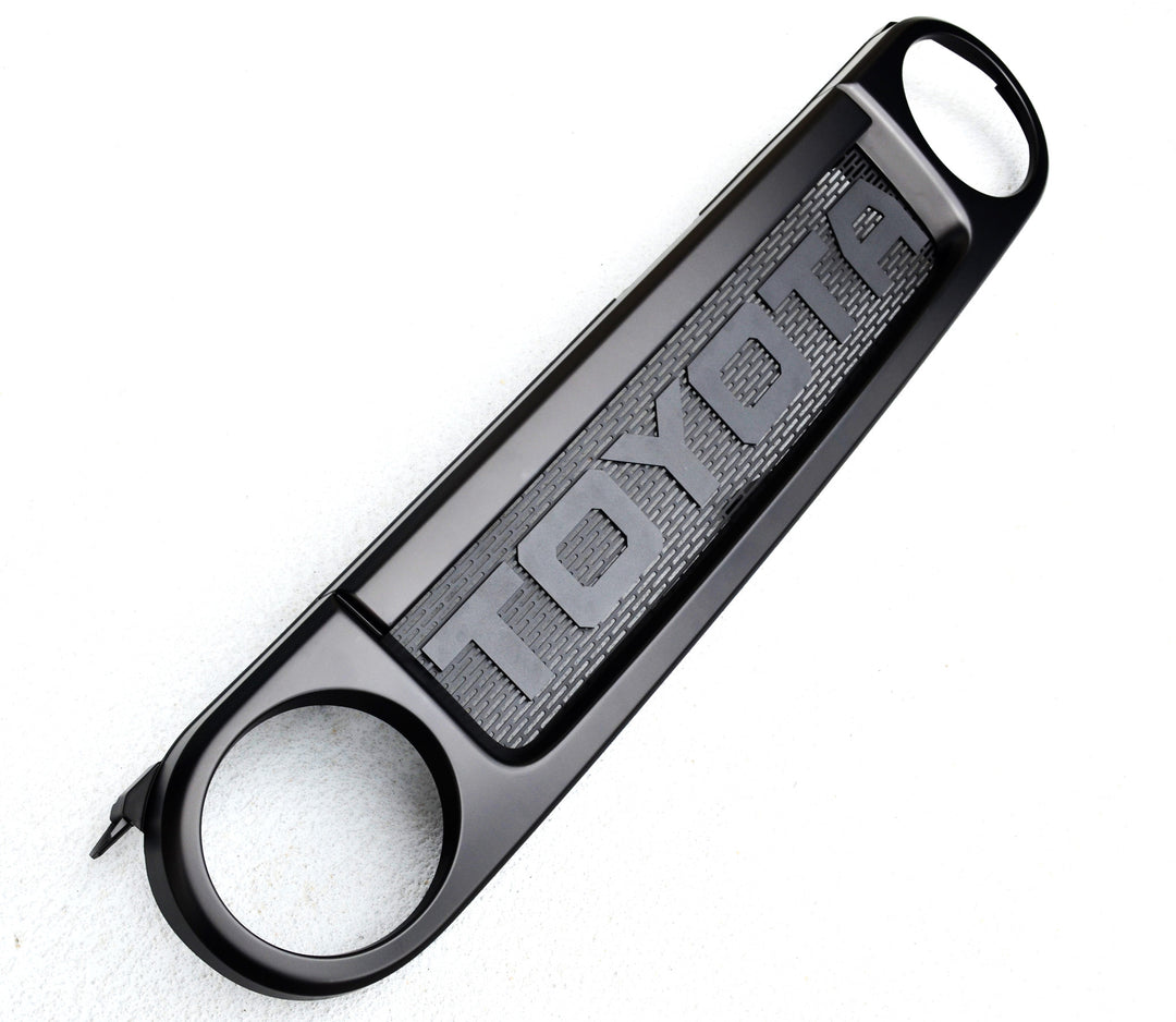 BPF 2007-2014 Toyota FJ Mesh and Lettering grill insert featuring durable black finish and distinct Toyota lettering, designed for OEM fitment and a clean, rugged look.