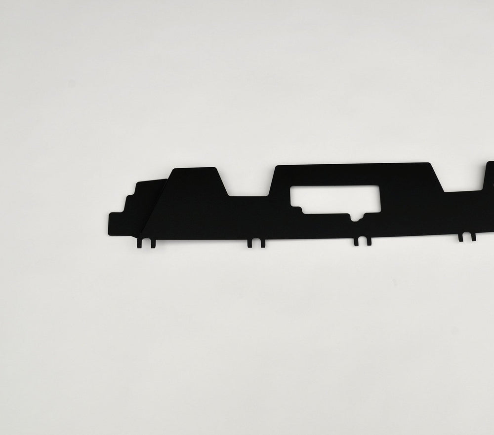 Black metal BPF 12-15 Toyota Tacoma Cooling Panel designed for OEM fitment, showing precise cutouts and mounting tabs against a neutral background.