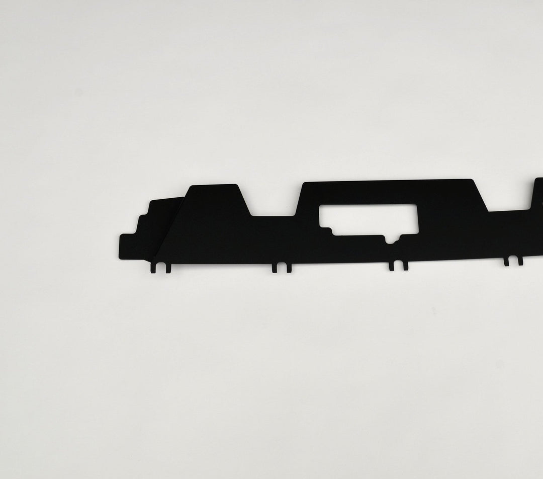 Black metal BPF 12-15 Toyota Tacoma Cooling Panel designed for OEM fitment, showing precise cutouts and mounting tabs against a neutral background.