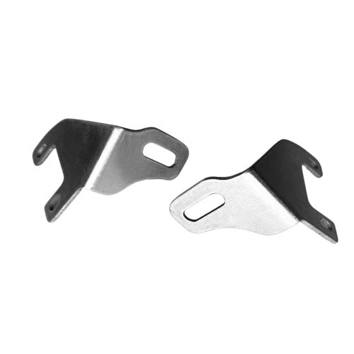 Pair of BPF 80 series Land Cruiser rear light brackets 92-97 made of powder-coated metal with precise mounting holes for secure OEM fitment.