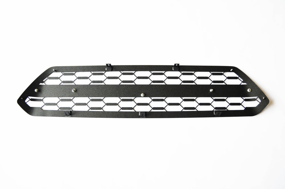 BPF 2012-2015 Toyota Tacoma Grill in black with hexagonal mesh design, CNC fabricated for a precise fit and durable powder-coated finish.